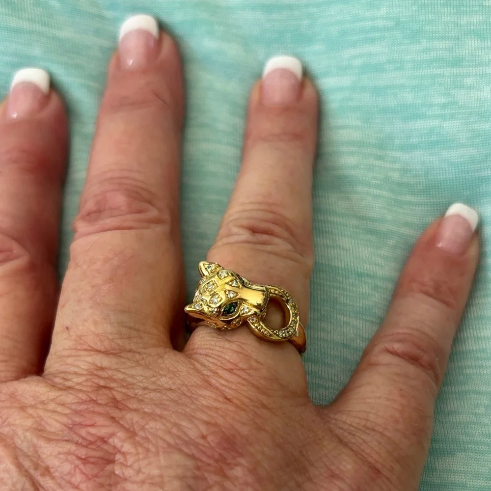 Effy silver with gold overlay Panther Ring with diamond Accents - Picture 5 of 5